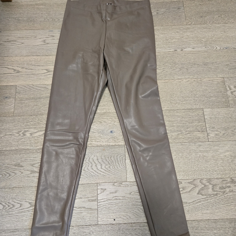 Coffee Faux Leather Leggings